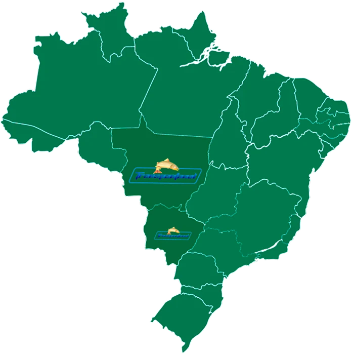 Mapa do Brasil com Mato Grosso e Mato Grosso do Sul destacados, onde a Transpantanal opera